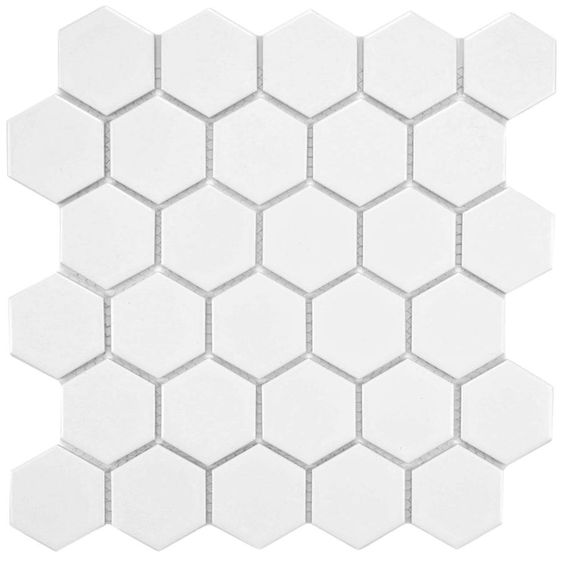 Hexagon 2" (โมเสคลายรังผึ้ง 2นิ้ว) : Matte White (สีขาว / ด้าน) / แผ่น
