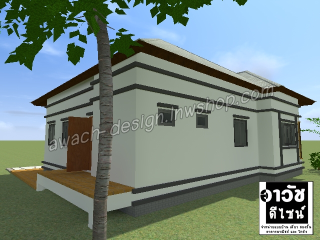 B102 แบบบ้านชั้นเดียว 3 ห้องนอน