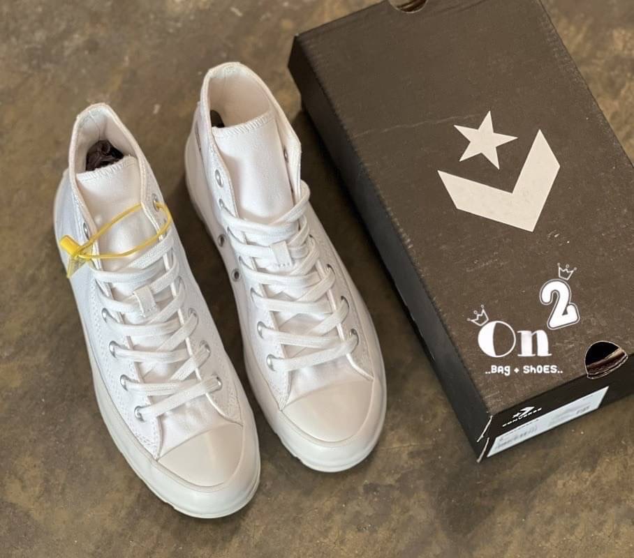 Converse รองเท้าผ้าใบเสริมส้น Converse ชนชอป แบบผูกเชือก งานชิคใส่เที่ยวใส่เรียนทรงสวยตามแบบแป๊ะ