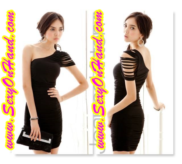 ชุดเดรสสั้น เดรสปาร์ตี้ เดรสออกงาน กลางคืน เดรสบ่าเฉียง แต่งไหล่ สีดำ เนื้อผ้ายืดเข้ารูป สวยเปรี่้ยว มากๆคะ เนื้อผ้าสวมใส่สบาย คะ+G-string