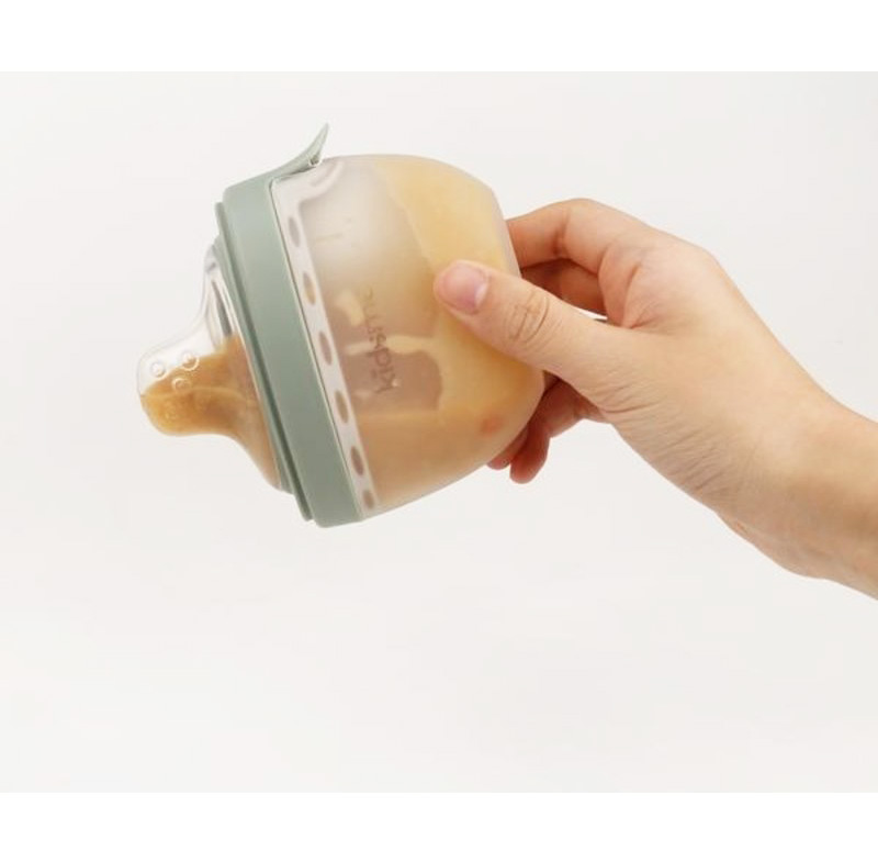 Kidsme ขวดนมซิลิโคน 2 in 1 พร้อมจุกป้อนอาหาร Oval Feeding Bottle