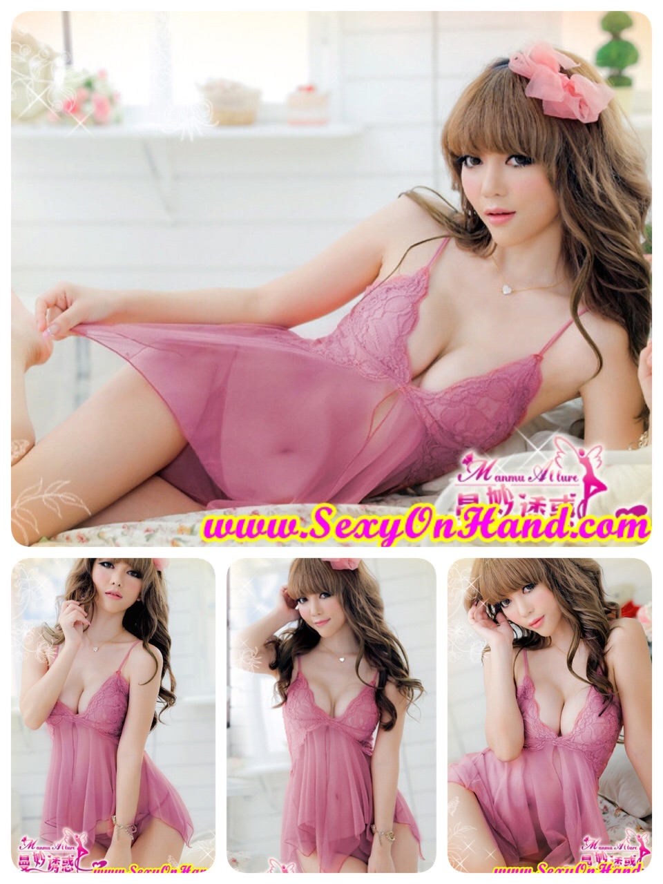 ชุดนอน เซ็กซี่ ชุดนอน ผ้าซีทรู ชุดนอนสายเดี่ยว ผ้าบางเบา สีเบจเข้ม (ชมพูออกม่วงกะปิอ่อนๆ) ชายเล่นระดับ เพิ่มความเซ็กซี่ ช่วงอกแต่งลูกไม้ สีเดียวกับตัวชุด +จีสตริงเข้าชุดกันคะ