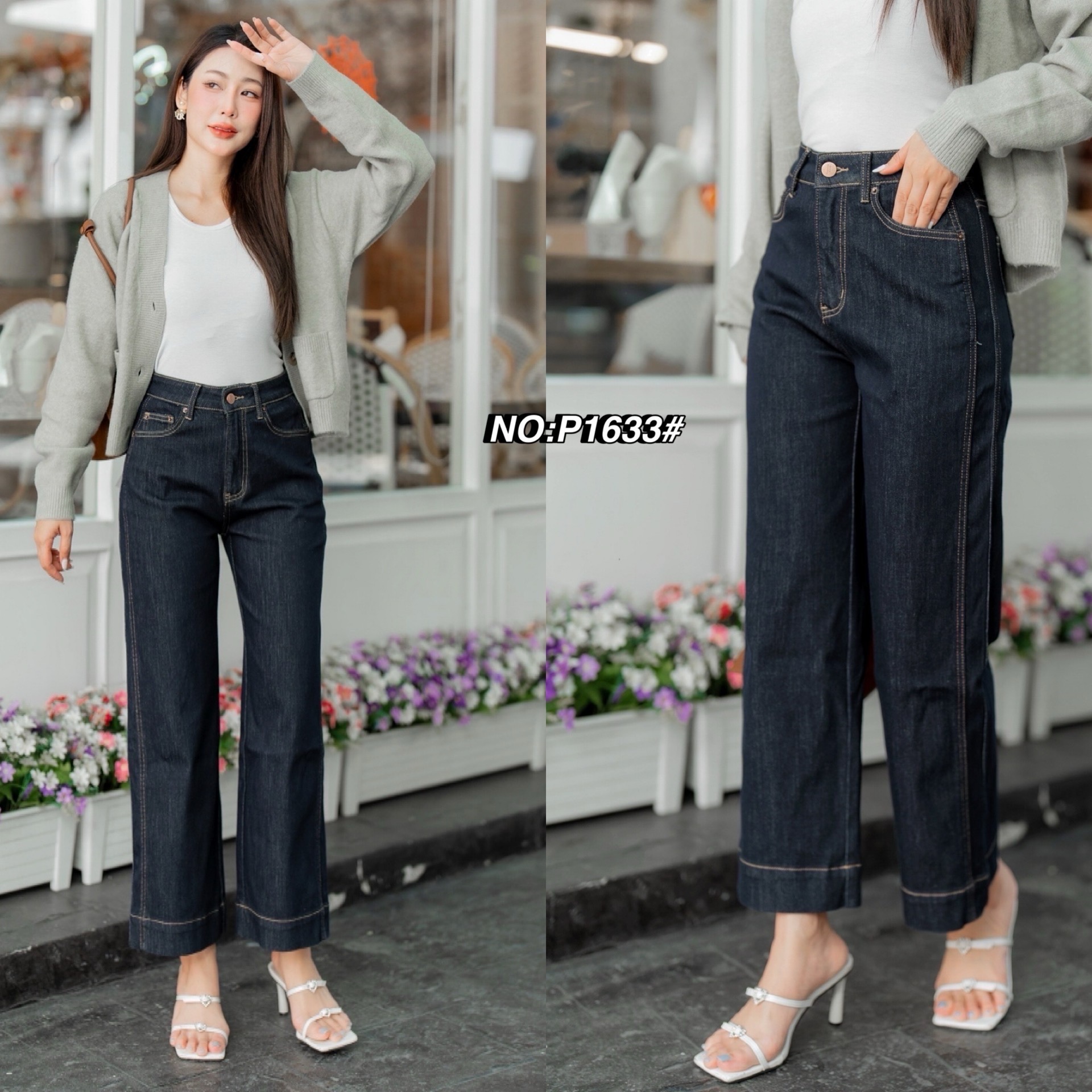 กางเกงแฟชั่น No. RG1633# -กางเกงยีนส์ขา8ส่วน ทรงมาใหม่คะ ทรงนี้ปีนี้มาแรงมากค่ะ