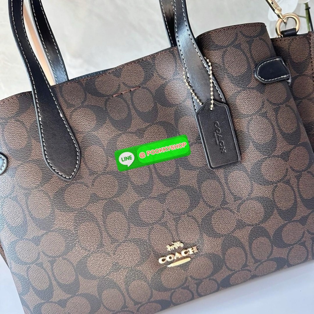 COACH HANNA CARRYALL IN SIGNATURE CANVAS (CH542) 🔖กระเป๋าสะพายไหล่/ถือ รูปทรงสวยหรู ลุคคุณนายมากแม่