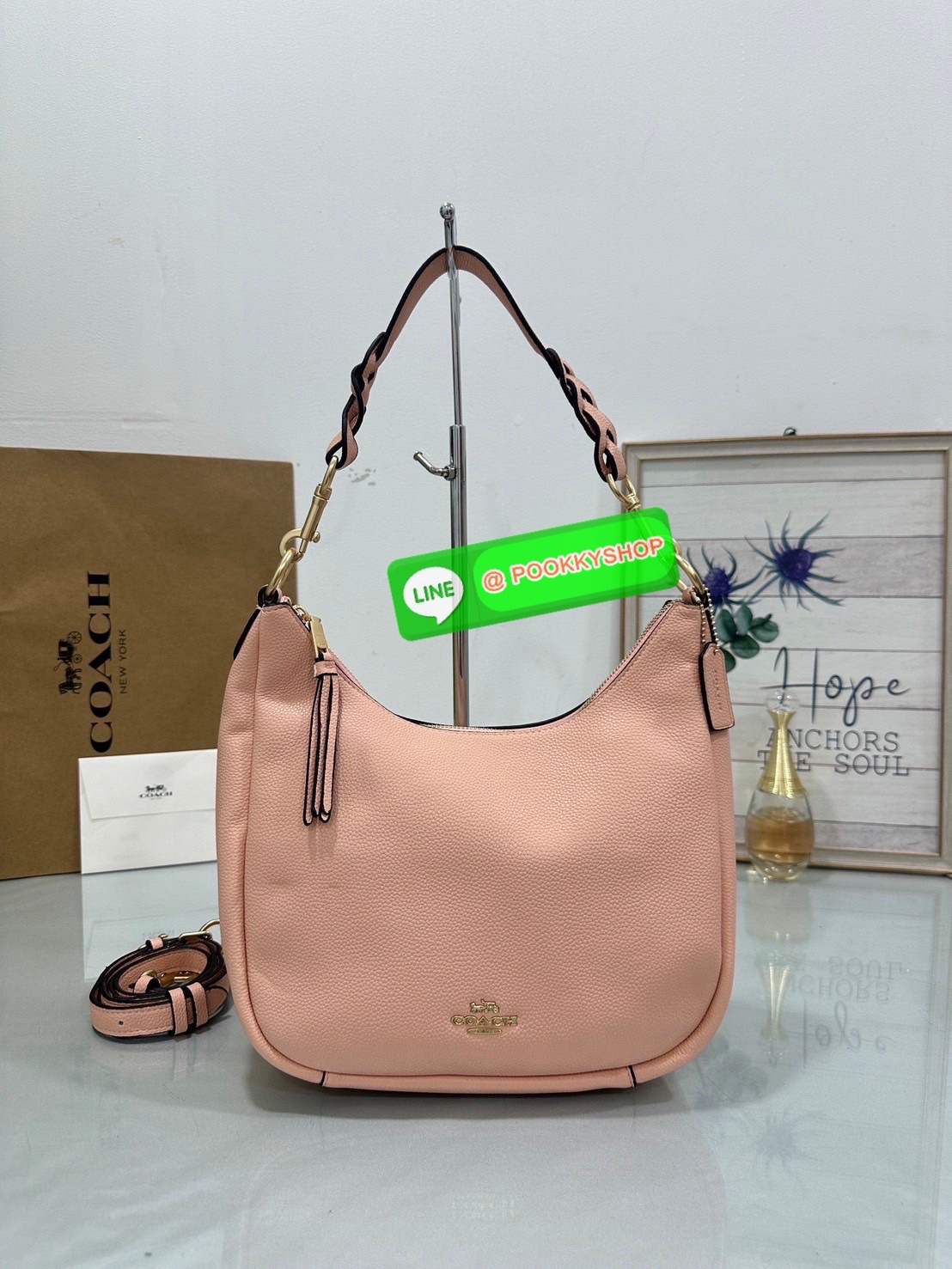 Coach C9190 Jules Hobo Shoulder Crossbody bag Refined pebble leather Inside zip and multifunction pockets Zip-top closure, fabric lining Detachable handle with 11" drop Outside zip pocket