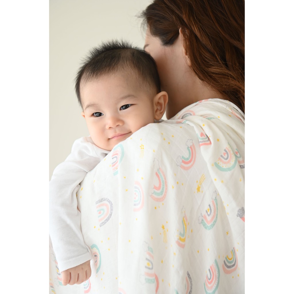 Sofflin ผ้าอ้อมใยไผ่ ผ้าอ้อมมัสลิน ผ้าห่อตัวเด็ก เนื้อนุ่ม ขนาด 120x120cm (47 นิ้ว) ผืนใหญ่พิเศษ