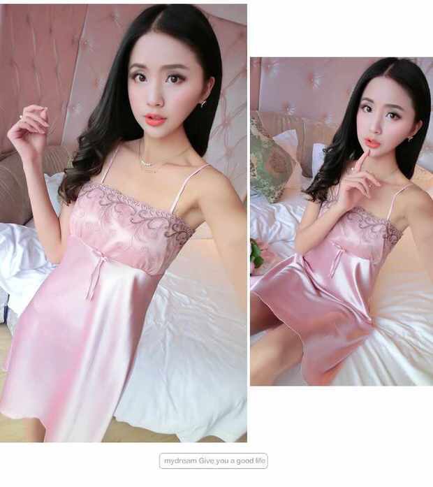 ชุดนอนเซ็กซี่ เซ็ท ชุดคลุมนอนซีทรู เกรดหรู เนื้อผ้าไหมเกรดพรีเมี่ยม ชมพูเบจม่วง แต่งลูกไม้ปัก งานสุดหรู