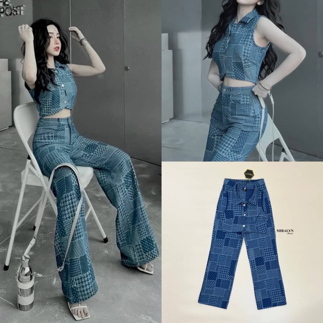 ชุดเซทแฟชั่น Set jeans 2 ชิ้น ยีนส์แต่งลายในตัวสวยเก๋มาก ยีนส์เนื้อนิ่มไม่หนักมากใส่สบาย สีอ่อน/เข้ม