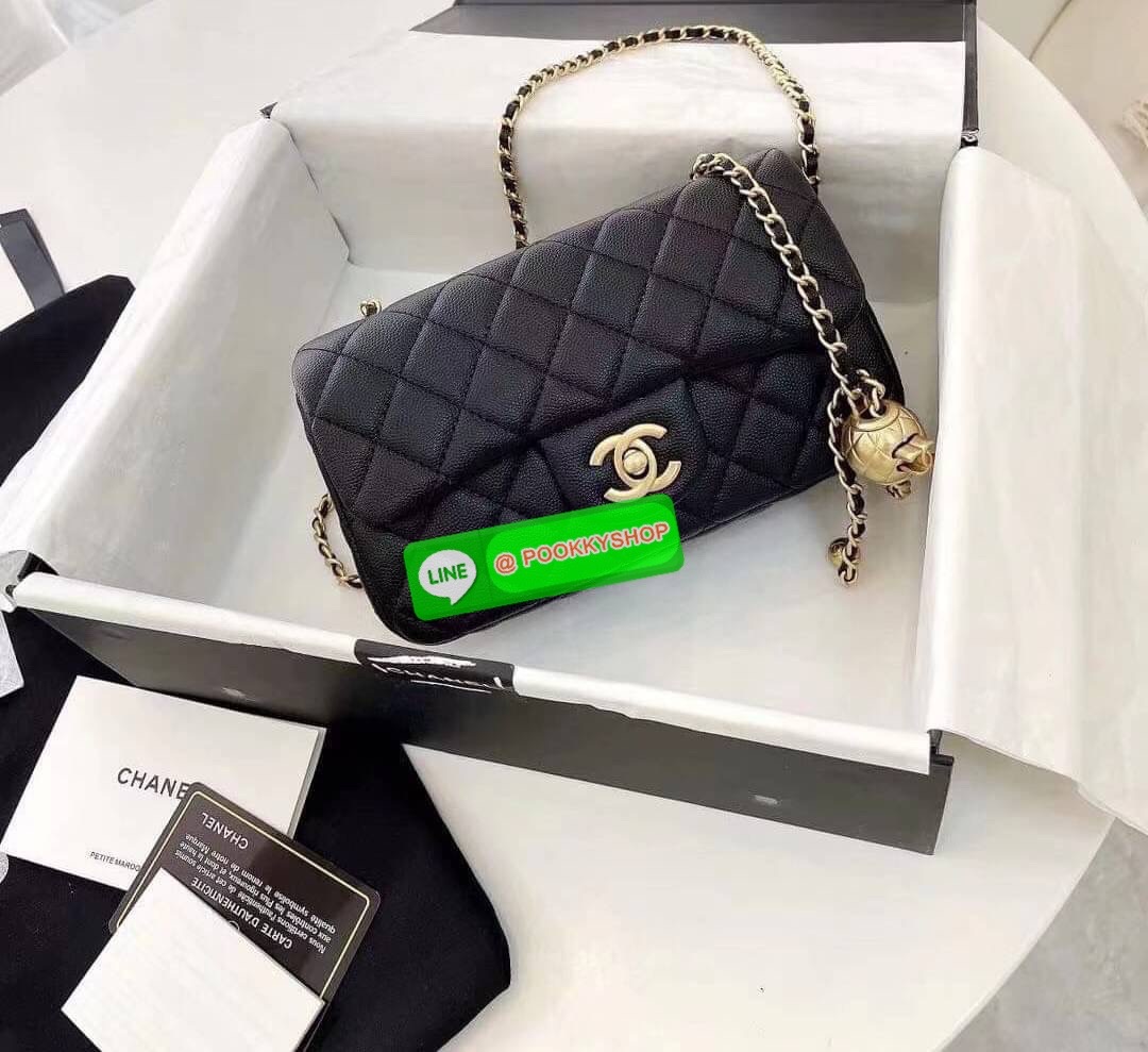 Chanel MINI FLAP BAG CAVIAR Leather GOlD tone hardware
