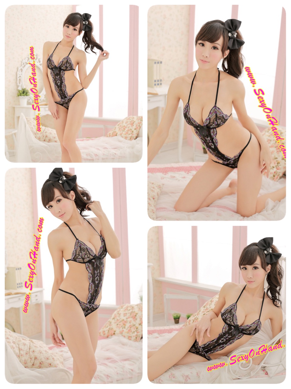 ชุดนอนเซ็กซี่ ชุดนอนวันพีซ สีดำ แต่งลูกไม้ปัก งานเกรดพรีเมี่ยม สวยเซ็กซี่ เปรี้ยวจี๊ดส์เลยคะ