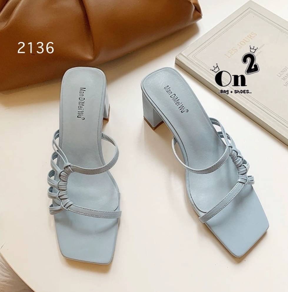 แบบใหม่พร้อมส่ง...รองเท้าส้นสูงสวมหน้าดีไซน์หนังสานงานเรียบเก๋สีพาสเทลสวยๆพร้อมส่ง3 สี