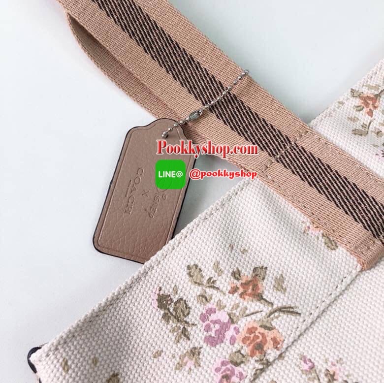 Coach DISNEY X COACH TOTE WITH ROSE BOUQUET PRINT AND THUMPER (COACH 91116) SV/MIDNIGHT MULTI