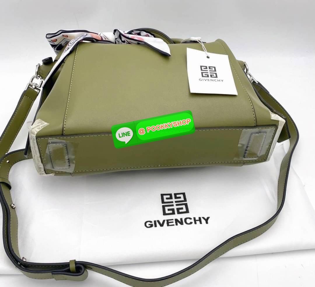 Givenchy Antigona small bag calf leather matte finish two rounded top handles gold-tone logo lettering adjustable detachable shoulder strap tonal stitching top zip fastening silver-tone hardware