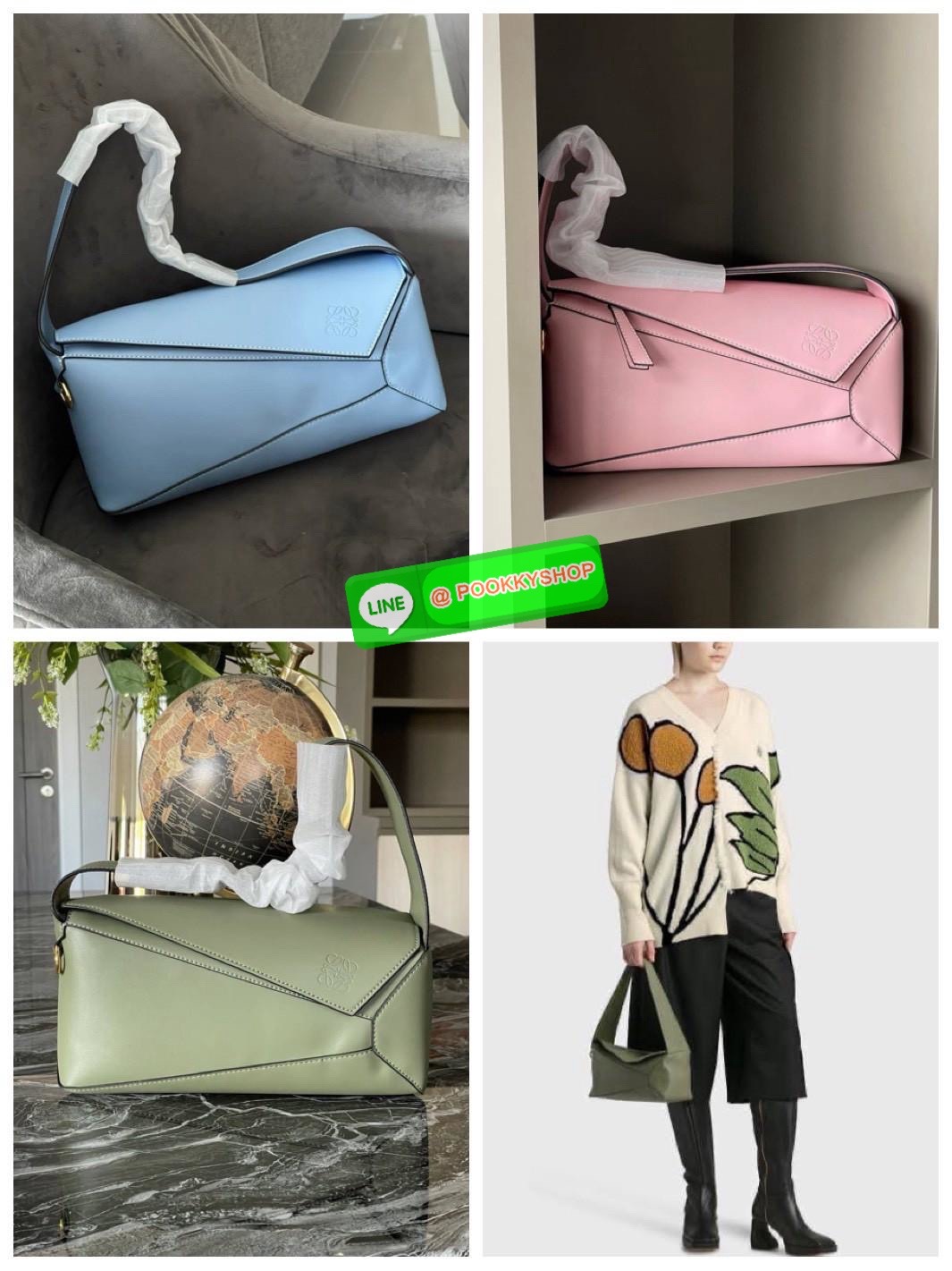 💕Loewe Puzzle Hobo bag กระเป๋ารุ่น Puzzle มีความพิเศษในหลายด้าน ไม่ว่าจะเป็นรูปทรงที่แปลกใหม่ มินิมอลด้วยโลโก้อนาแกรมแบบประทับ ดูหรู เป็นกระเป๋า Unisex ที่ไม่ว่าคุณจะเป็นผู้หญิงหรือผู้ชายก็ใช้งานได้ ลายกระเป๋าได้มาจากการนำหนังมาเย็บต่อกันทั้งหมด ถ