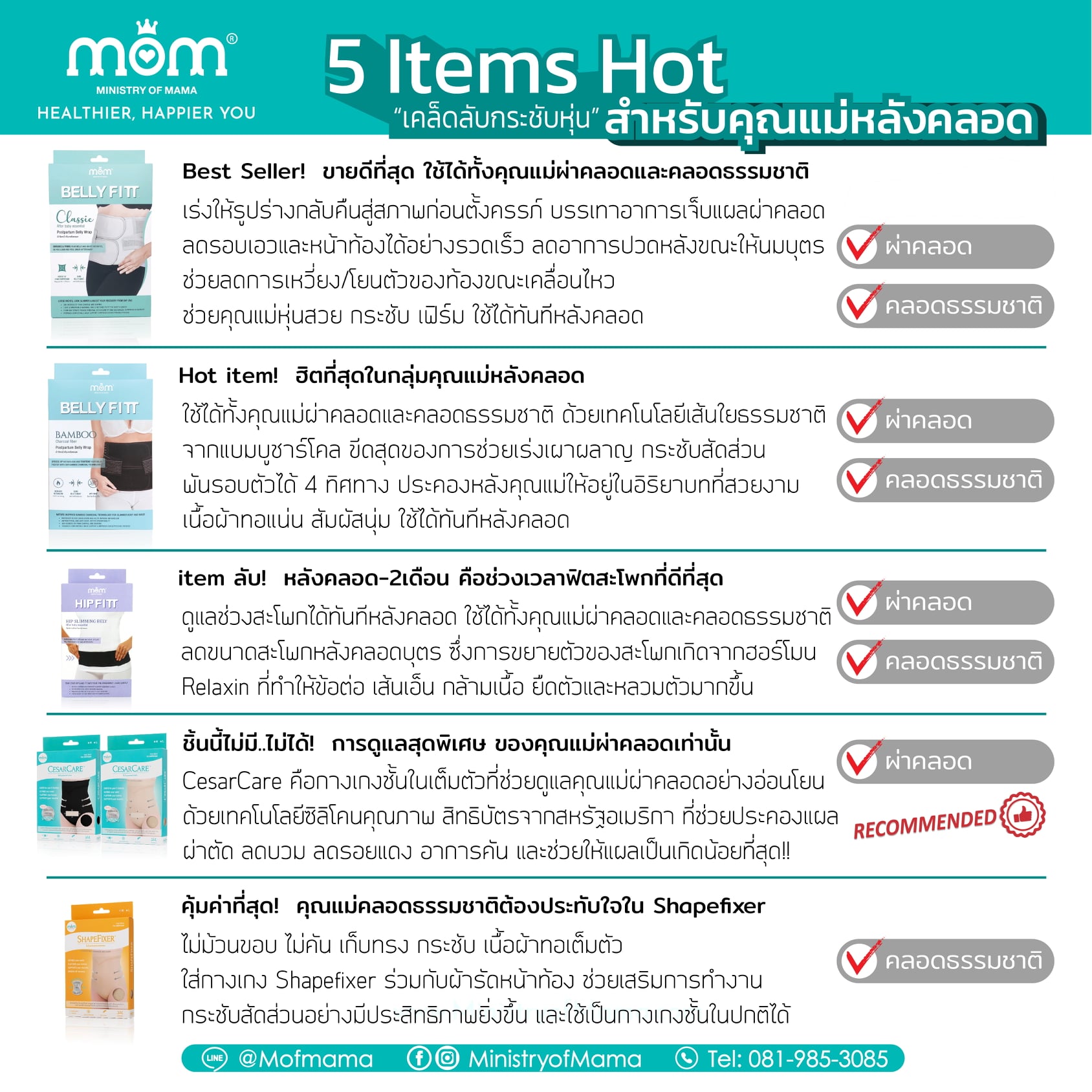 Ministry of mama ผ้ารัดหน้าท้องหลังคลอด Belly Fitt – Bamboo Charcoal Power