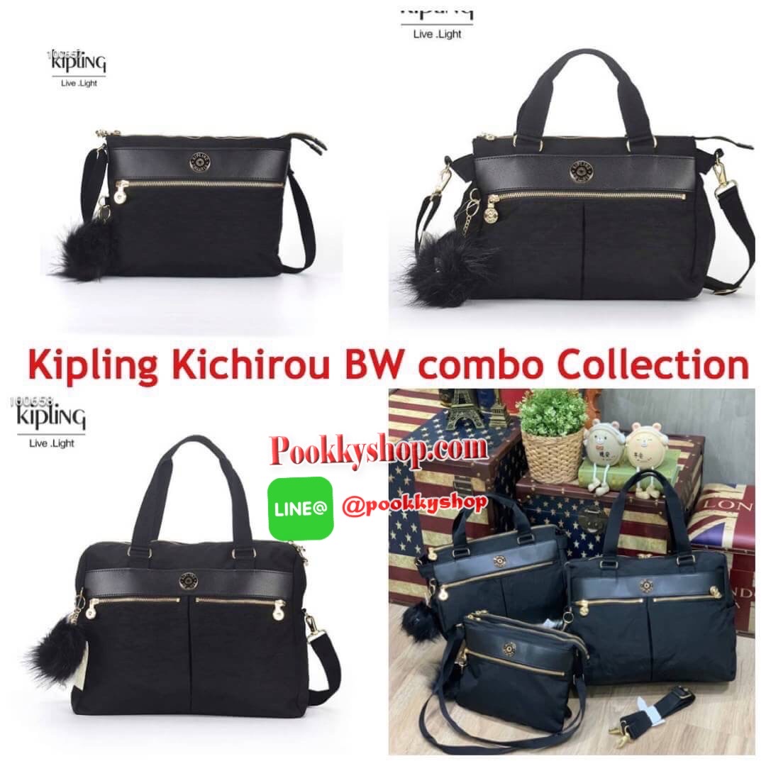 New arrival!! Kipling Kichirou BW combo Collection เปิดตัวคอลเลคชั่นใหม่จาก kipling ที่มีรุ่นและสไตล์แตกต่างกันออกไปแล้วแต่ไลฟ์สไตล์ของแต่ละบุคคล เป็นคอลเลคชั่นวัสดุpolymide100%สีดำล้วน ตัดเข้ากับอะไหล่และโลโก้ที่เป็นสีทองที่ดูแมทช์กัน ตัวโลโก้รองด้วยพื้น
