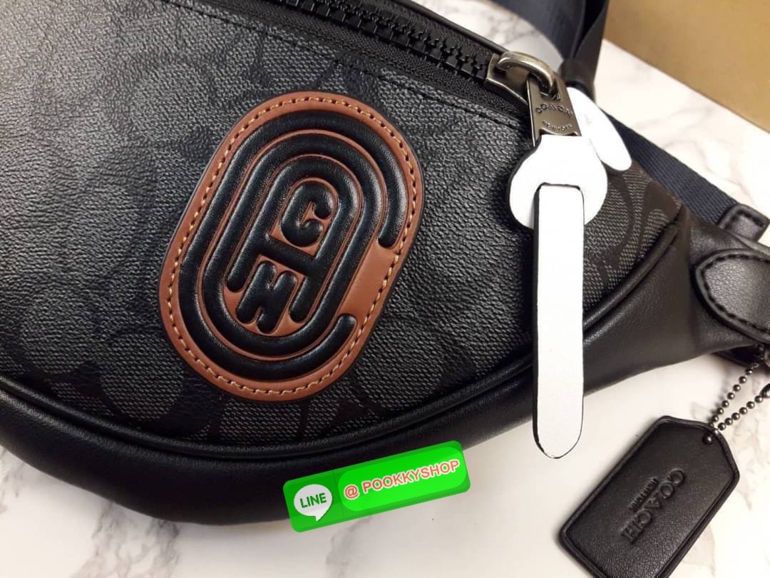 BLACK IN STOCK💥 BEST SELLER!!🔥🔥 >>>มาแล้วๆ ระดับตัวTOP รุ่นฮิต ที่ทุกคนรอคอย😎😎 COACH RIVINGTON BELT BAG IN SIGNATURE CANVAS WITH COACH PATCH(COACH 79037)🍁อย่างหล่อเลย สุดเท่ ลงตัวจริงๆ!! //⚠️