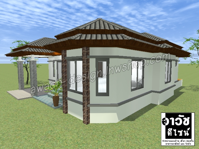 C0408 แบบบ้านพักอาศัย 1 ชั้น 3 ห้องนอน