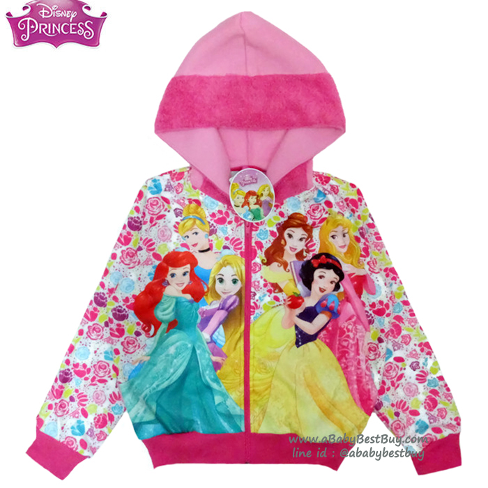 ฮ "( Size S-M-L-XL) Jacket Disney Princess เสื้อแจ็คเก็ต ผ้าหนา นุ่มใส่สบาย เสื้อกันหนาว เด็กผู้หญิง เจ้าหญิงปริ้นเซส สีชมพูขาว ใส่กันหนาว กันแดด ดิสนีย์แท้ ลิขสิทธิ์แท้