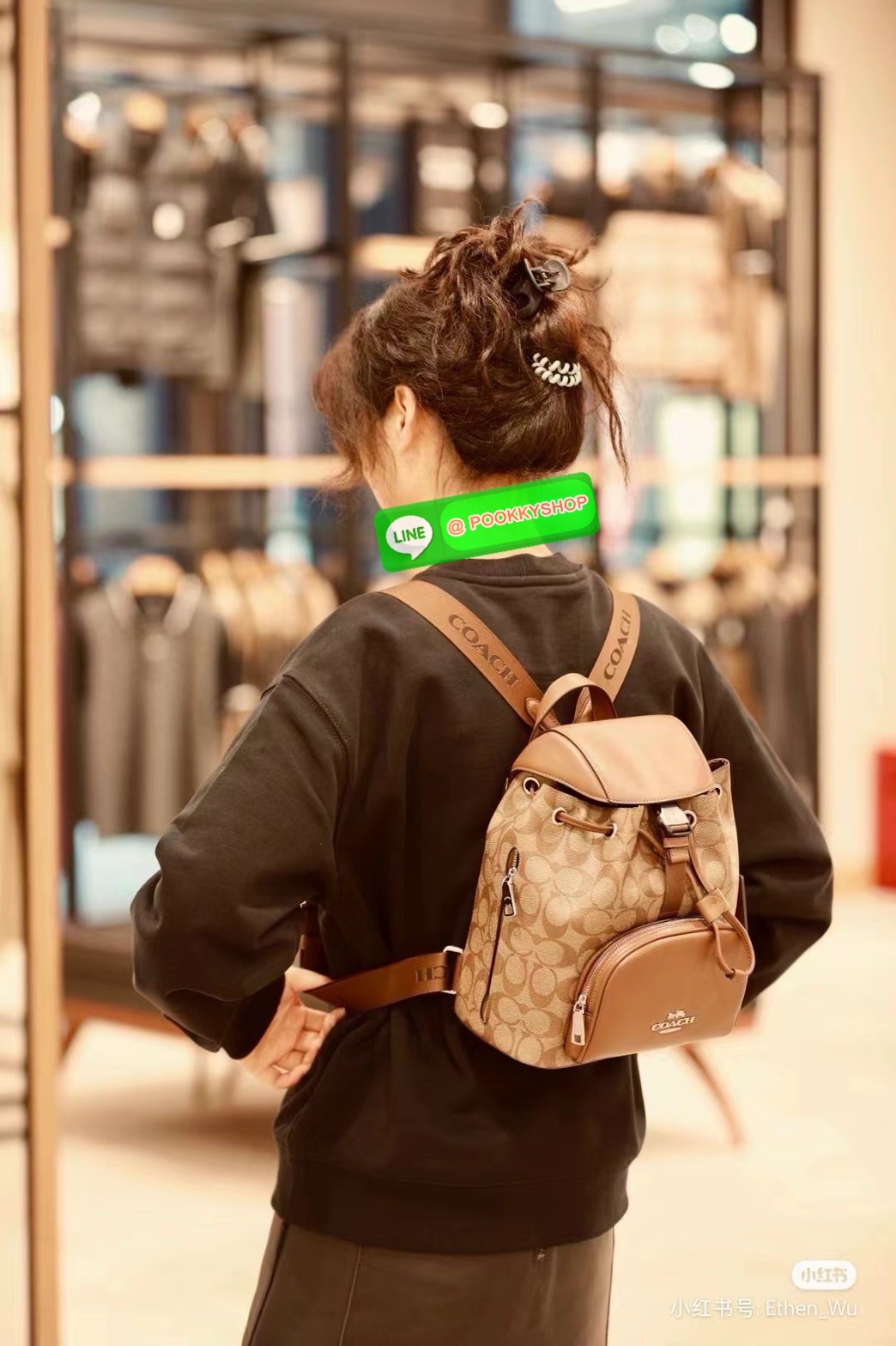 COACH PACE BACKPACK COACH CR100 | Refined calf leather | Inside zip and multifunction pockets | Drawstring and speedclip closures, fabric lining | Handle with 3" drop | Outside zip pocket | Outside zip access to interior |