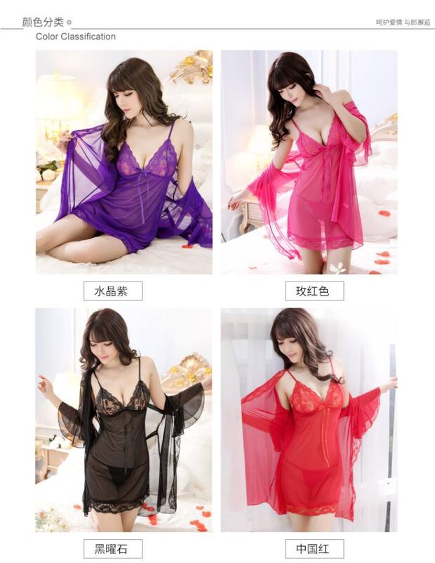 ชุดคลุมนอนเซ็กซี่ เซ็ทชุดนอน สายเดี่ยว ซีทรู แต่งระบายขอบ และลูกไม้ เนื้อผ้าทิ้งตัว สวยหรู PREMIUM GRADE สวยหรู เซ็กซี่ เย้ายวนสุดๆคะ +G-string แต่งลูกไม้เข้าชุดคะ