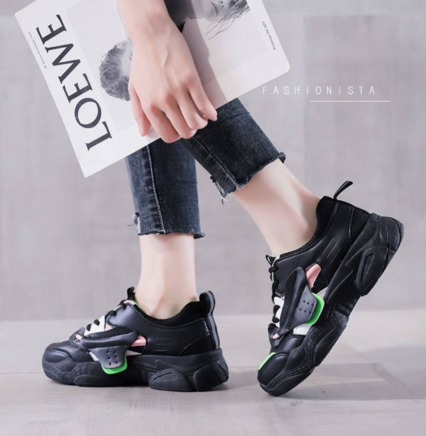 รองเท้าผ้าใบแฟชั่นสไตล์สปอร์ต วัสดุหนัง pu นุ่มขึ้นทรง ภายในบุฟูกนุ่มใส่สบาย