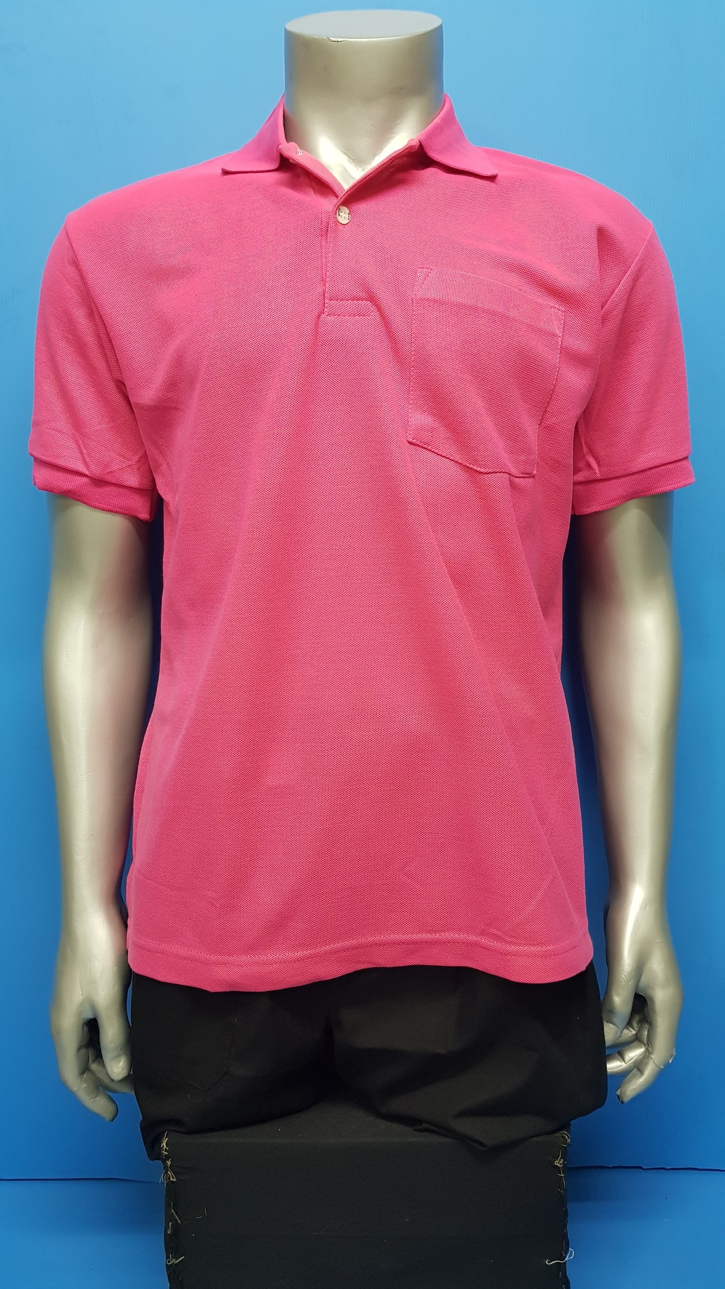 รหัส O34 : เสื้อยืดโปโลช่างสีชมพูล้วน