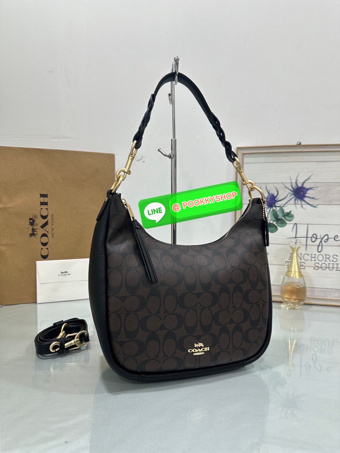 Coach C9190 Jules Hobo Shoulder Crossbody bag Refined pebble leather Inside zip and multifunction pockets Zip-top closure, fabric lining Detachable handle with 11" drop Outside zip pocket