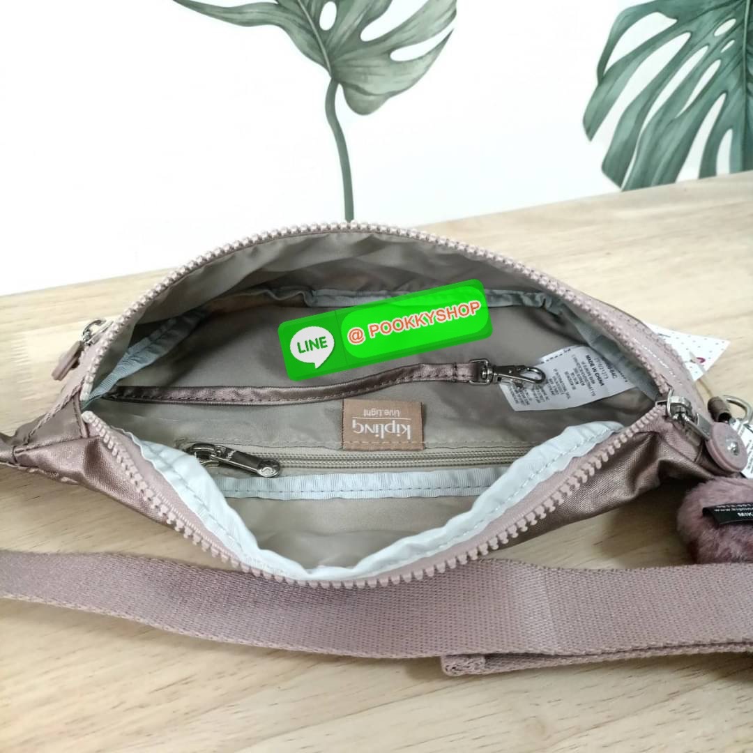 KIPLING YASEMINA Fanny Pack ซับในสีพื้น หัวซิปโลหะไม่มีอักษรแบรนด์ กระเป๋าคาดอกหรือคาดเอว วัสดุด้านนอก Nylon +polyester
