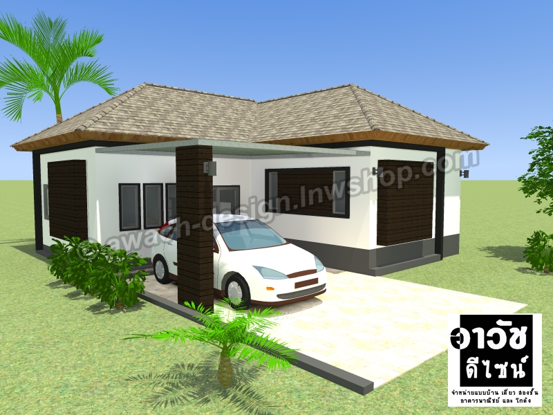 B108 แบบบ้านชั้นเดียว 3 ห้องนอน