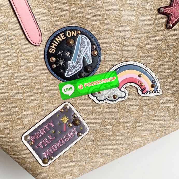 Coach DISNEY X COACH CITY TOTE IN SIGNATURE CANVAS WITH PATCHES (COACH C3724) IM/LIGHT KHAKI MULTI