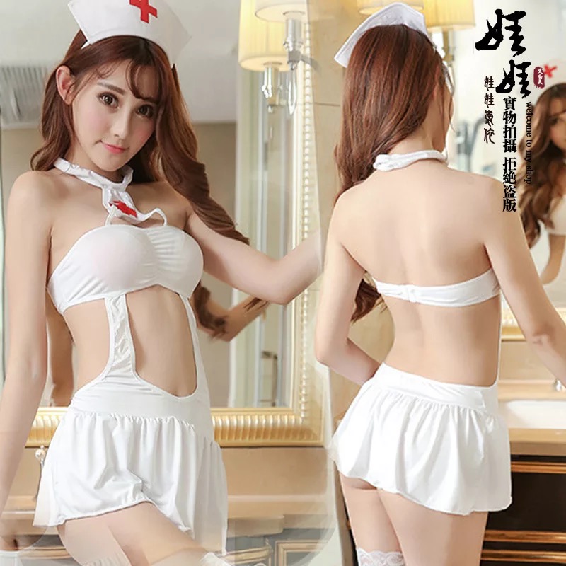 ชุดเดรสขาว นางพยาบาลสีขาว แต่งเว้า สวยเปรี้ยวเซ็กซี่มากๆคะ