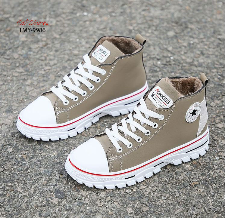 สินค้าพร้อมส่ง รองเท้าผ้าใบหุ้มข้อนำเข้าเสริมส้น วัสดุหนัง PU ด้าน บุขนด้านใน นุ่มใส่สบาย พื้นยางกันลื่น ทรงสวยฮิตมากค่ะ รุ่นนี้คุ้มสุดๆจ้า