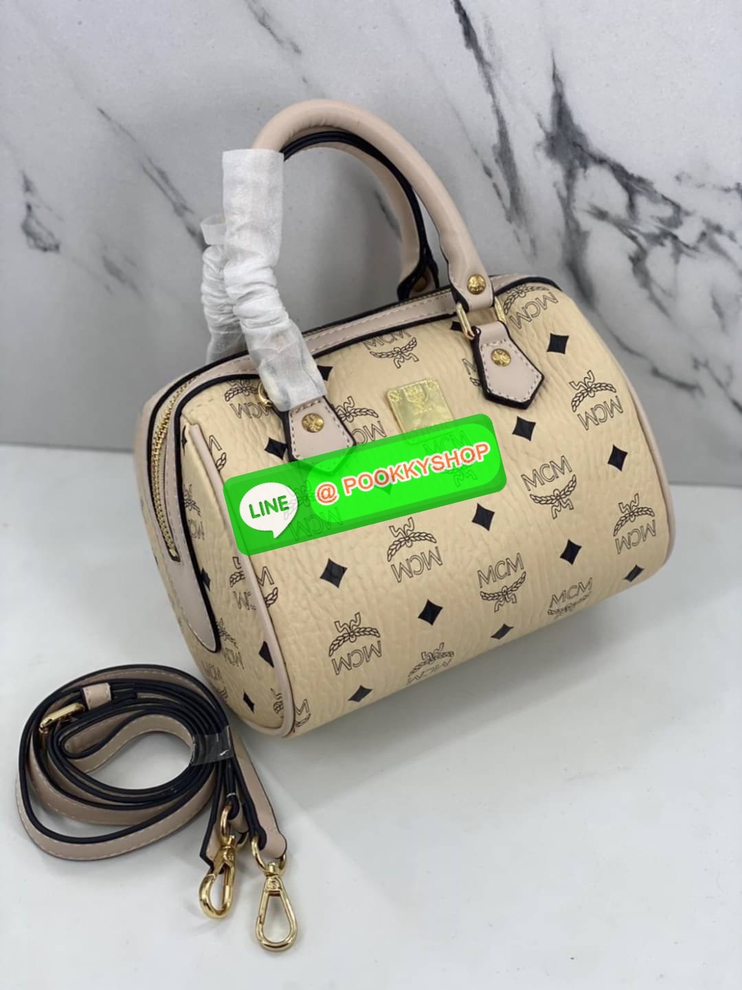 MCM VISETOS ORIGINAL ESSENTIAL BOSTON BAG COGNAG