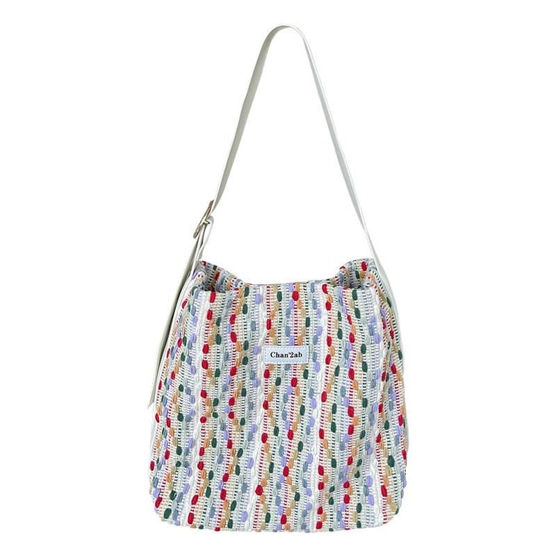 รุ่นใหม่ พร้อมส่ง!!!!! Yumi bag ลายผ้าถักโทนสีน่ารัก เหมาะไปมหาลัยมากใบนี้ ใส่ipadได้ทุกรุ่นเลย