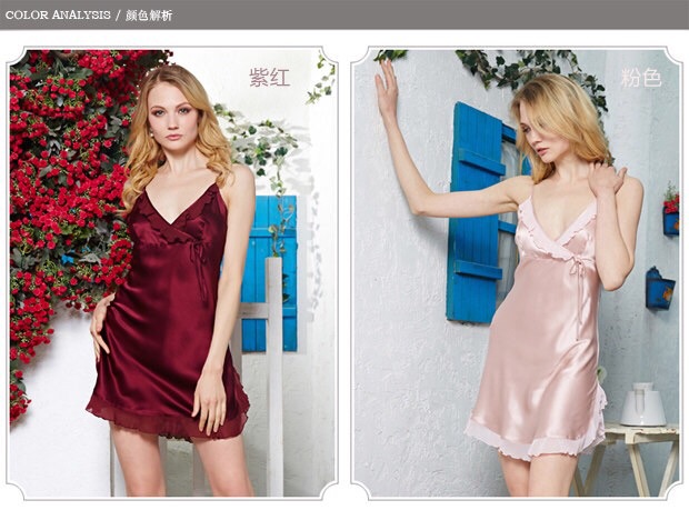 ชุดนอนผ้าไหม สายเดี่ยว สีเบจ ชมพู อ่อน แต่งระบายช่วงอก ชายแต่งระบาย ซับ สองชั้น สวยหรู คุณหนูมากๆคะ