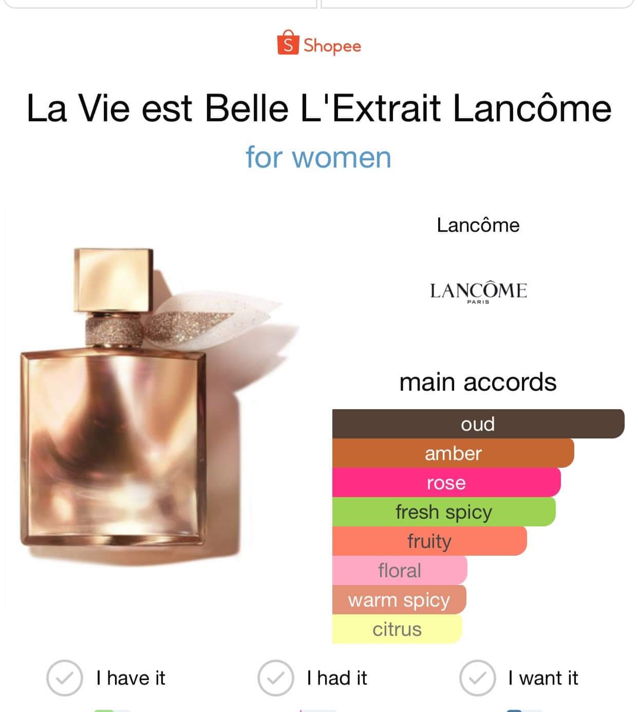 น้ำหอม Lancôme LA VIE EST BELLE L'EXTRAIT