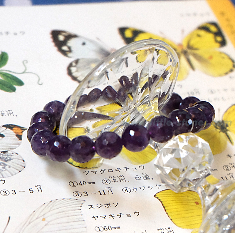 ++ Amethyst - อเมทิสต์ สีม่วงเข้ม เม็ดกลมเจียระไน ขนาด 9-10 mm ++