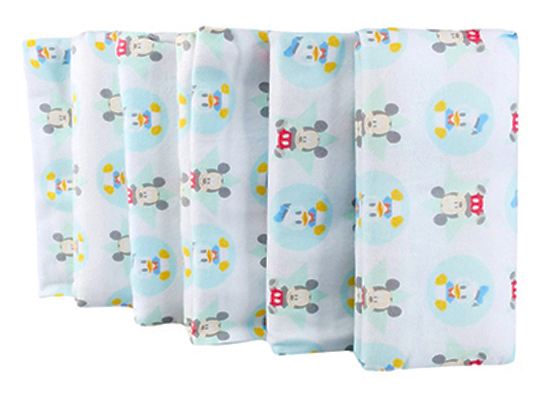 GraceKids ผ้าอ้อมฝ้ายลำลีพิมพ์ลาย Mickey time to play ขนาด 32x32 นิ้ว แพ็ค 6 ผืน