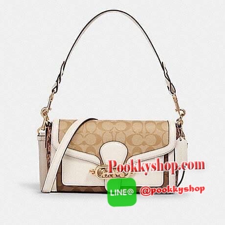 COACH 2723 JADE SHOULDER BAG IN BLOCKED SIGNATURE CANVAS BEST SELLER!! งานหรูเกินราคา!! กระเป๋าสะพายหนังแคนวาสตัดหนังเรียบ ด้านข้างดีไซน์หนังลายงู เข้ากันอย่างมีสไตล์ 😊 สวย เนี้ยบ เฉียบ ผู้ดี!! กระเป๋าเปิด-ปิดด้วยฝาคาด พร้อมแถบแม่เหล็กในตัว รับรอง