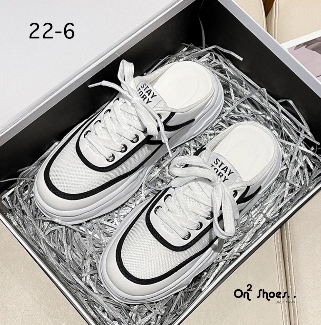 New‼️รองเท้าผ้าใบแฟชั้นสไตล์แบรนด์ รองเท้าผ้าใบเปิดส้น ส้นสูง 2.5" สวยเทห์ เปะปังมากงานสวยล้ำไม่ซ้ำใคร งานจริงใส่สวยมากใส่ง่าย งานดี วัสดุเกรดดีทุกชิ้นค่ะ