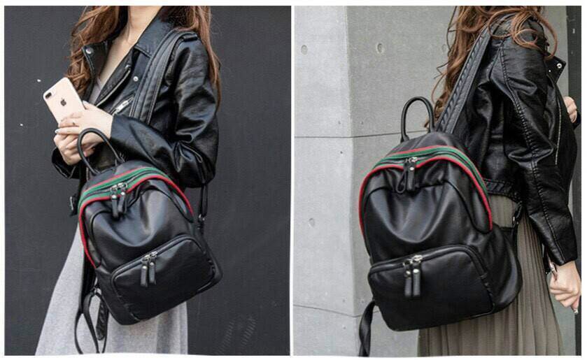 เข้าเพิ่มล็อตใหม่ ITEM SO HOT!!! KOREA HOT TREND LEATHER BACKPACK Item ฮ็อตๆที่ไม่ควรพลาด หน้าฝนมาแล้วรออะไร จัดเป้กันน้ำ ไปใช้กันนะคะ กระเป๋าเป้ทรงสะพายหลัง วัสดุ pu เนื้อหนานิ่มงานคุณภาพเกรด AAA ตัดเย็บแบบเท่ห์ๆ แต่งขอบผ้าสไตล์งานแบรนด์ มีช่องใส่ของด้าน