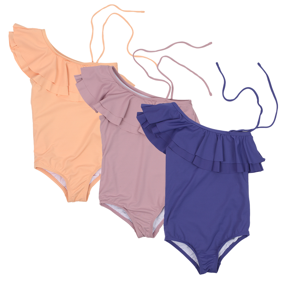 Kidsumplay Girls Oneshoulder Ruffle Swimsuit