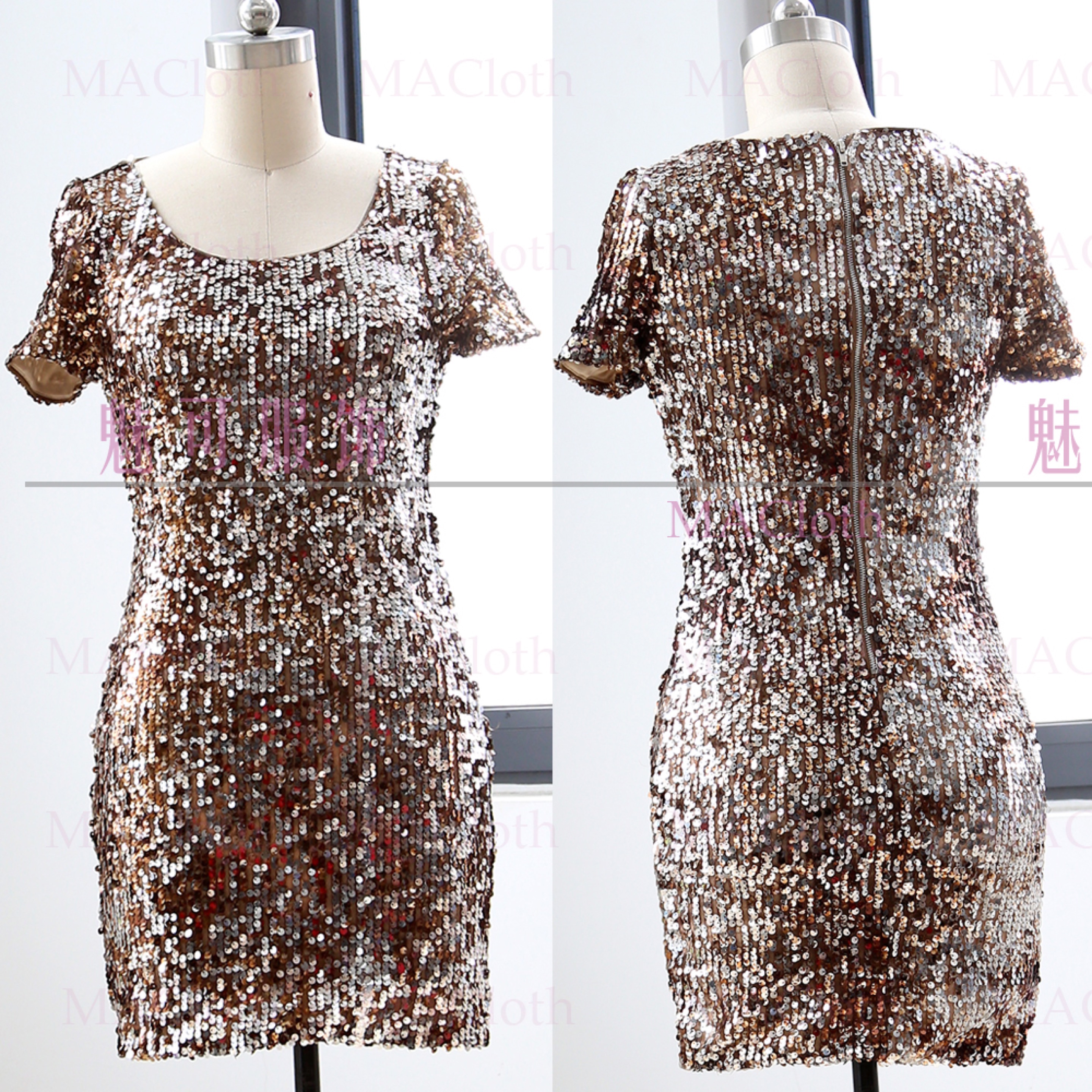 ชุดเดรส ชุดปักเลื่อมทอง Brand Forever แท้ งานสวย หรูหรามากคะ Size S/M/L