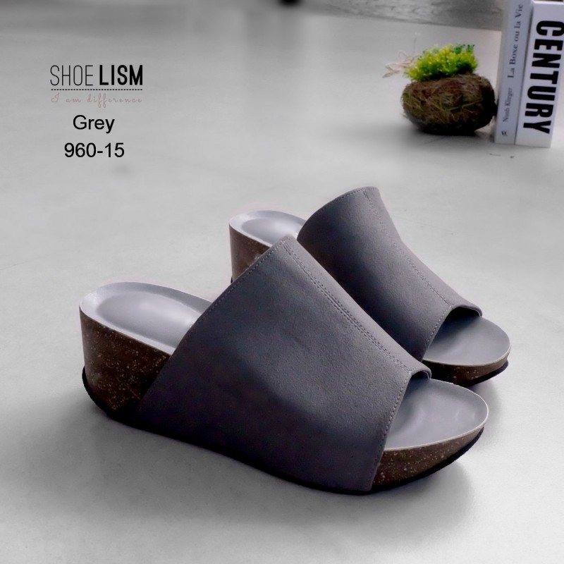 งานขายดี มาเพิ่มครบสี พร้อมส่งจร้า!! รองเท้าส้นเตารีด หน้าเต็มใส่สวยเป้ะตามแบบทรงสวมหนังกลับ พื้นบุนวม สวยกริ้บตามแบบ