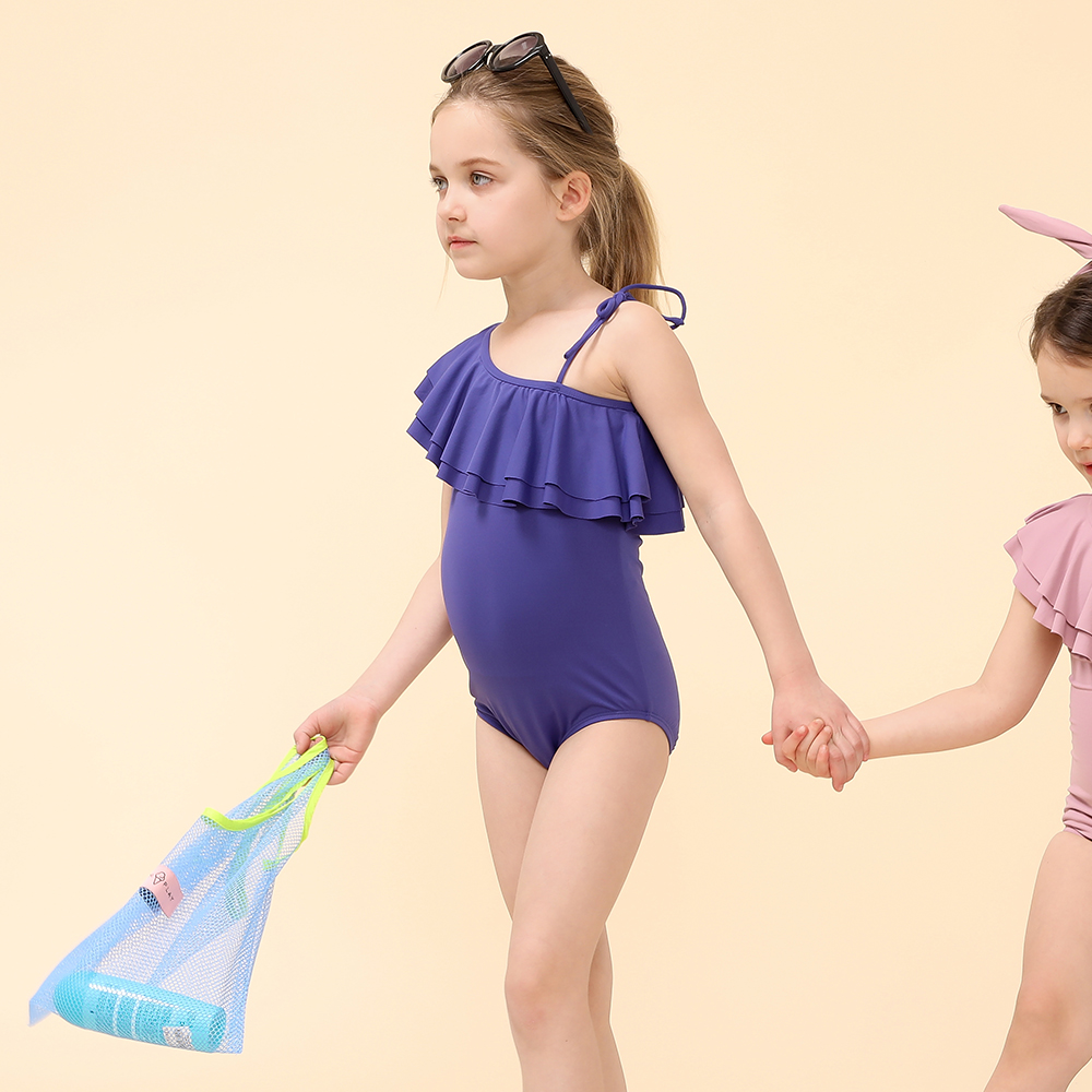 Kidsumplay Girls Oneshoulder Ruffle Swimsuit