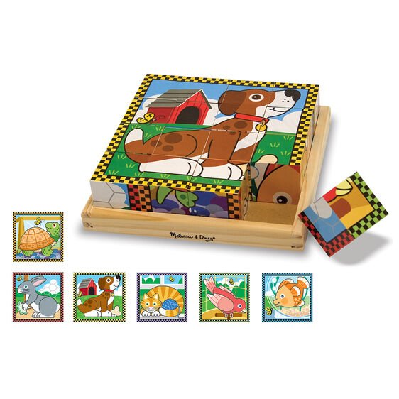 Melissa & Doug Cube Puzzle พัซเซิลลูกบาศก์ บล๊อกไม้ 16 ชิ้น 6 รูป