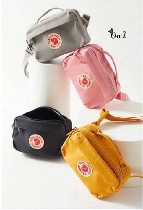 Kanken คาดอกได้ สะพายข้างได้ วัสดุตัวกระเป๋าทำจากผ้ากันน้ำอย่างดี อะหลั่ยสีตามตัวกระเป๋า สายกระเป๋าทำจากผ้าทออย่างดี