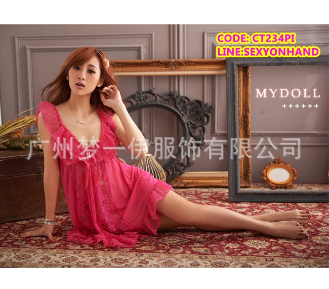 ชุดนอนเซ็กซี่ ชุดนอนซีทรู แต่งระบายลูกไม้ สีชมพูสด เนื้อผ้าหรูหรา ลูกไม้พรีเมี่ยม เนื้อนุ่ม สวยเซ็กซี่ มากๆเลยคะ เนื้อผ้ามีน้ำหนักทิ้งตัว +G-string