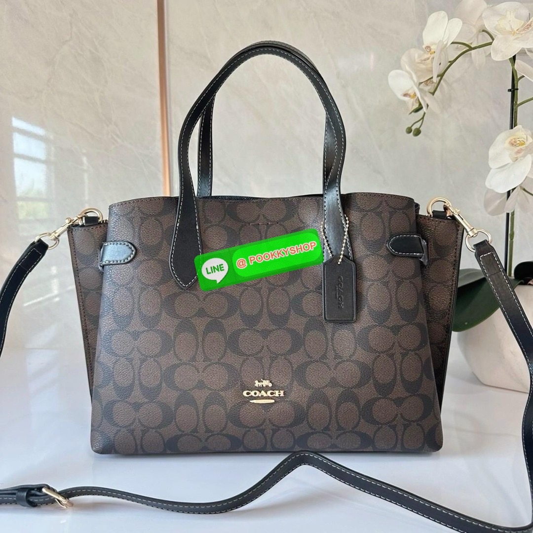 COACH HANNA CARRYALL IN SIGNATURE CANVAS (CH542) 🔖กระเป๋าสะพายไหล่/ถือ รูปทรงสวยหรู ลุคคุณนายมากแม่
